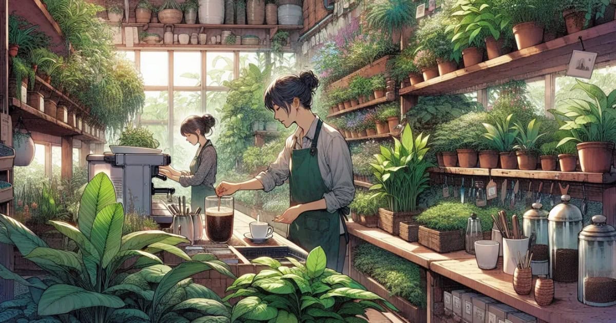 什么是带咖啡馆的植物苗圃？