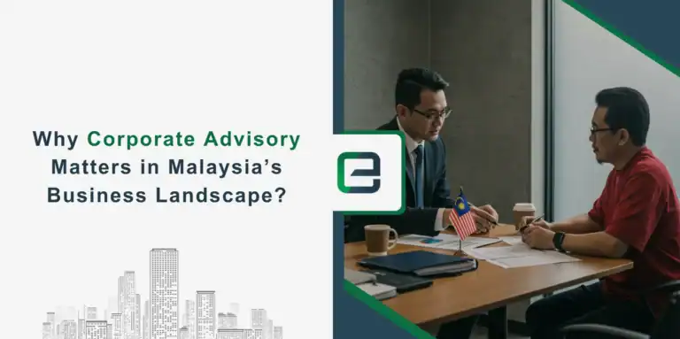Corporate Advisory in Malaysia’s Business Landscape Business meeting with Malaysian flag symbolizing corporate advisory.