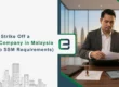 Corporate professional reviewing statutory documents against the Kuala Lumpur skyline, representing Malaysia SSM strike-off compliance guidance.