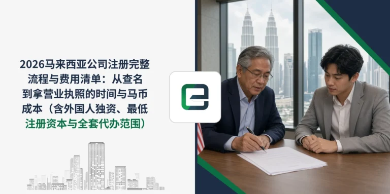 2026马来西亚公司注册完整流程与费用清单：从查名到拿营业执照的时间与马币成本（含外国人独资、最低注册资本与全套代办范围）